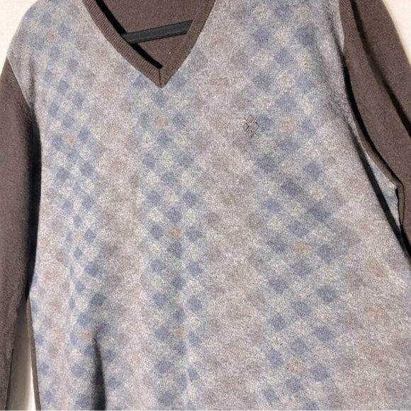 Burlington Brown Blue Tan Extra Fine Lambswool V Neck Pullover Light Sweater XL - Picture 6 of 12